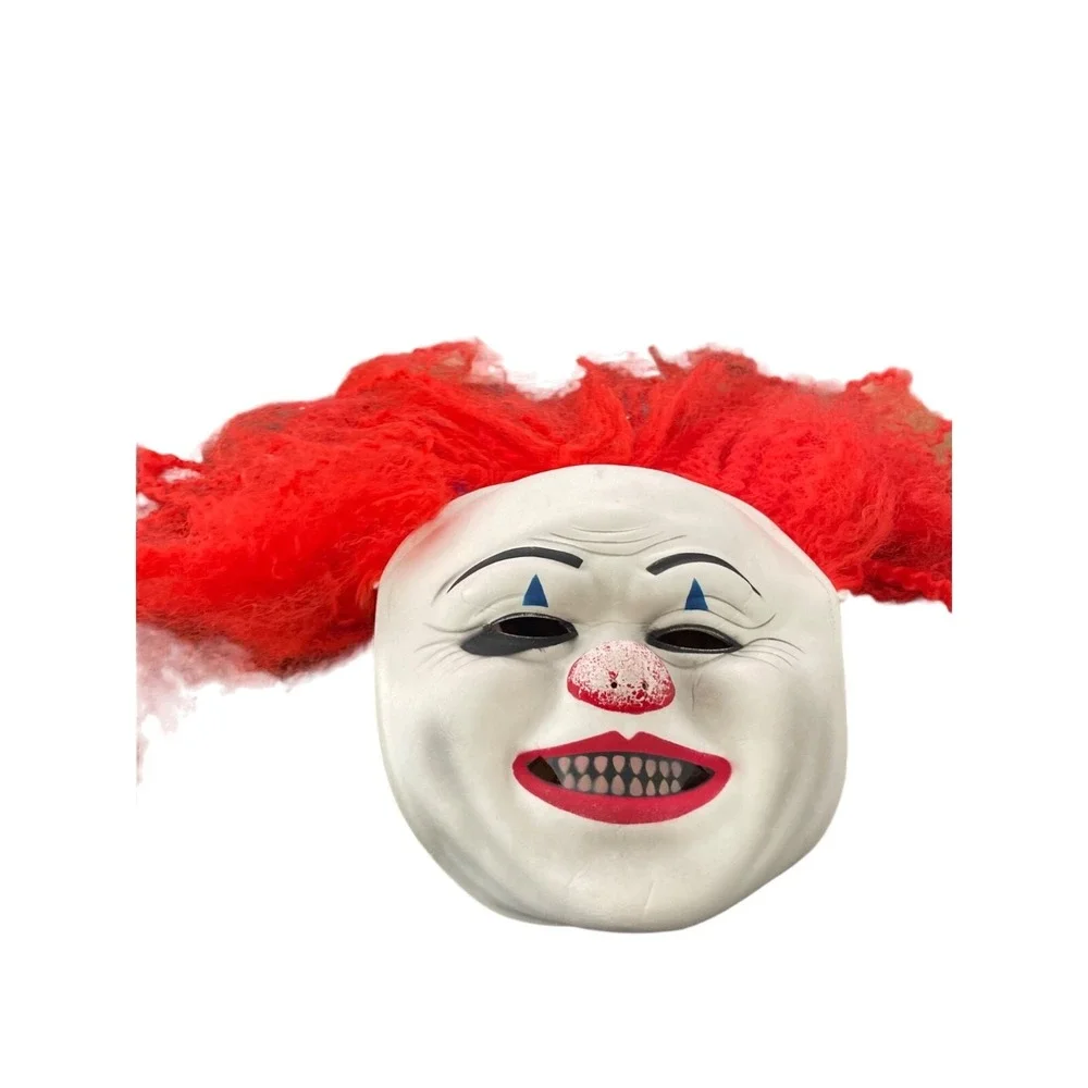 Creepy‎ Clown Mask Scary Halloween Costume Red Hair Adult Party Prop